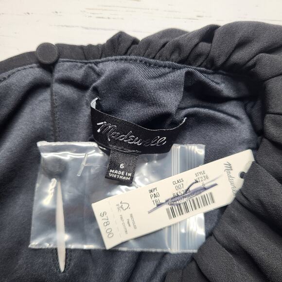 Madewell Sleeveless Chiffon Bubble Hem Top Black Flowy Jewel Neckline Small 6 - Picture 7 of 8